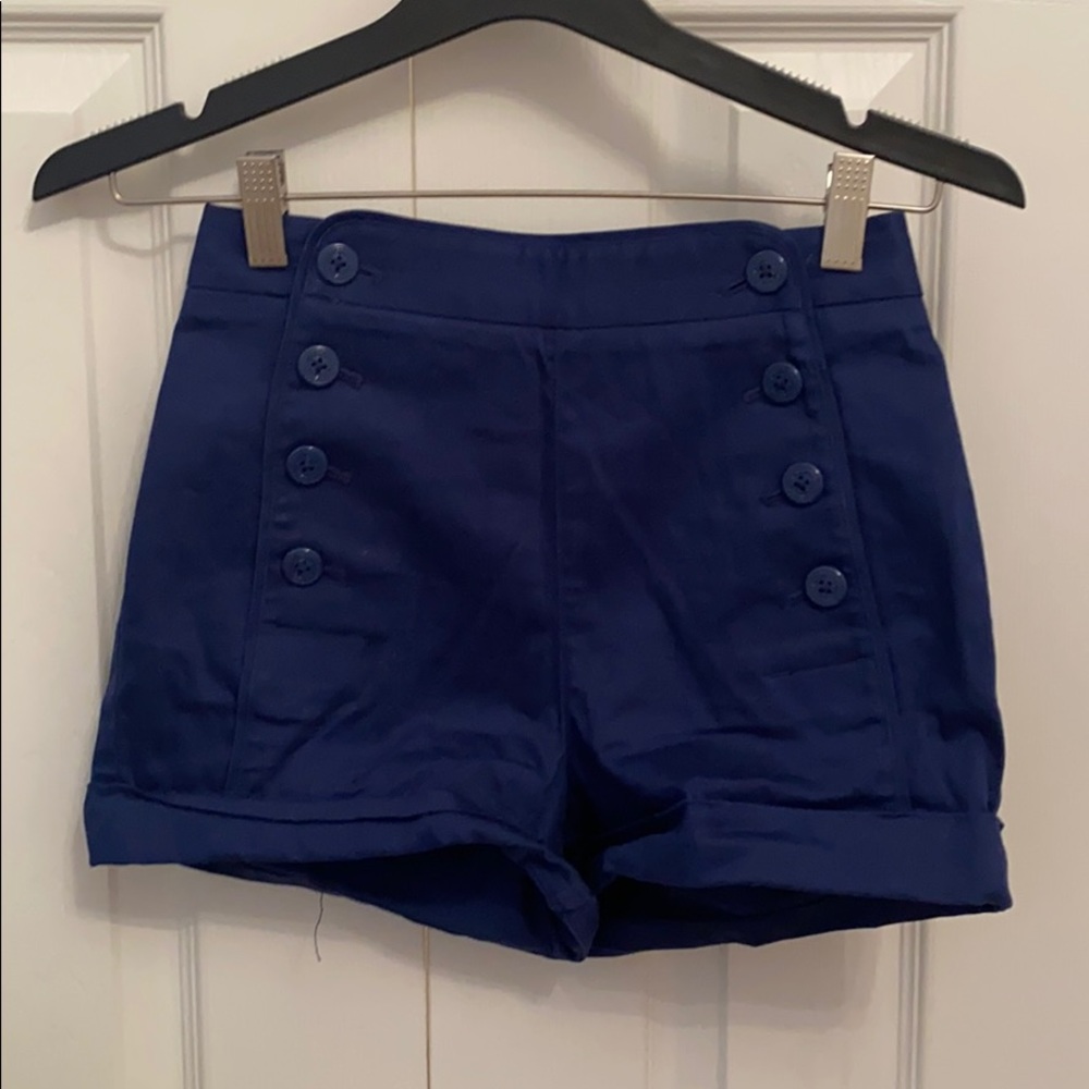 Aritzia- Talula Blue Button Shorts